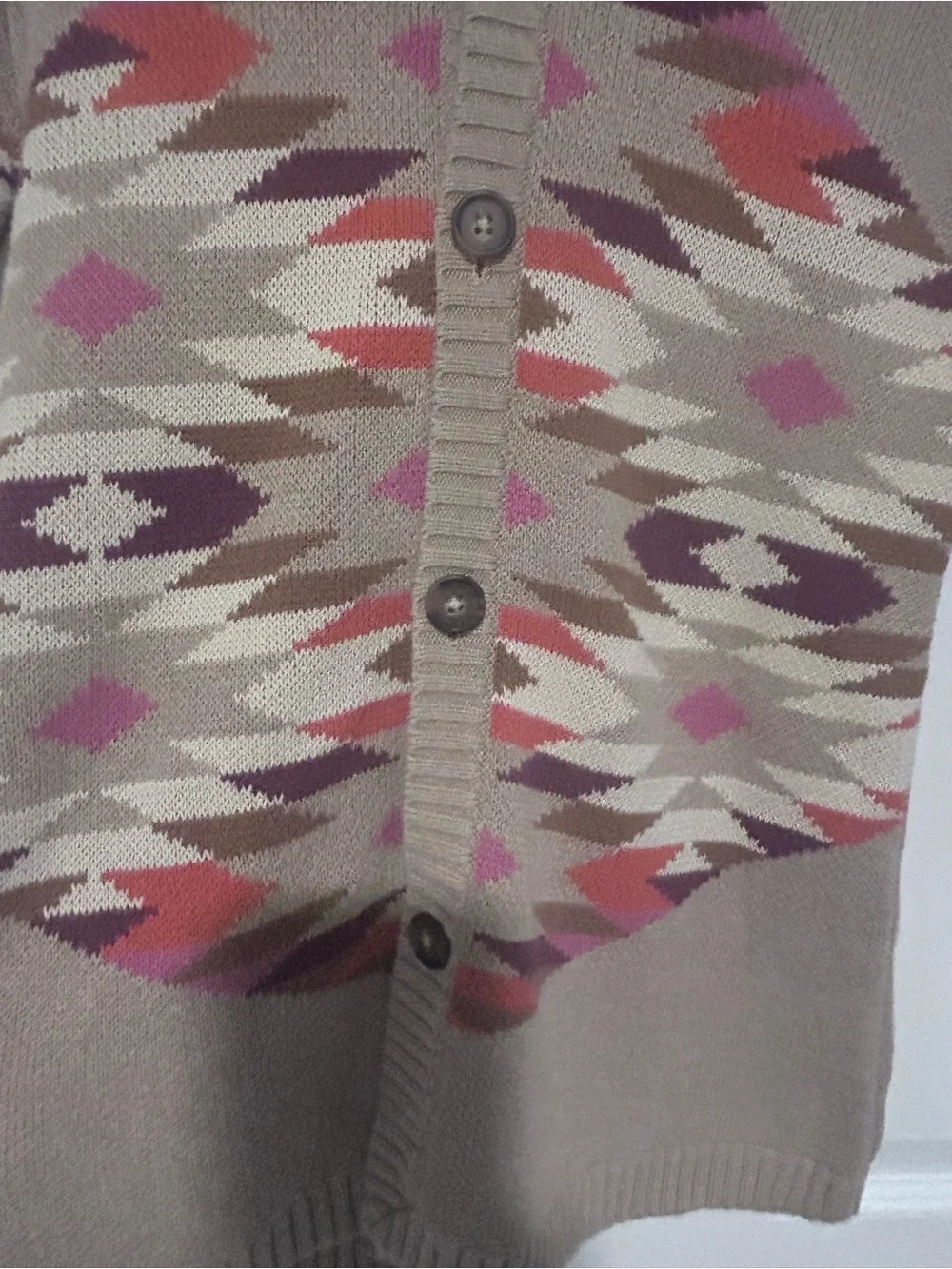 Tea Girls' Hooded Aztec Knit Cardigan 100% Cotton Size 6